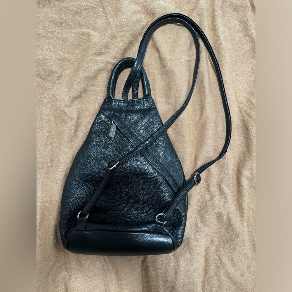Valentina Crossbody Backpack Black Leather Bag